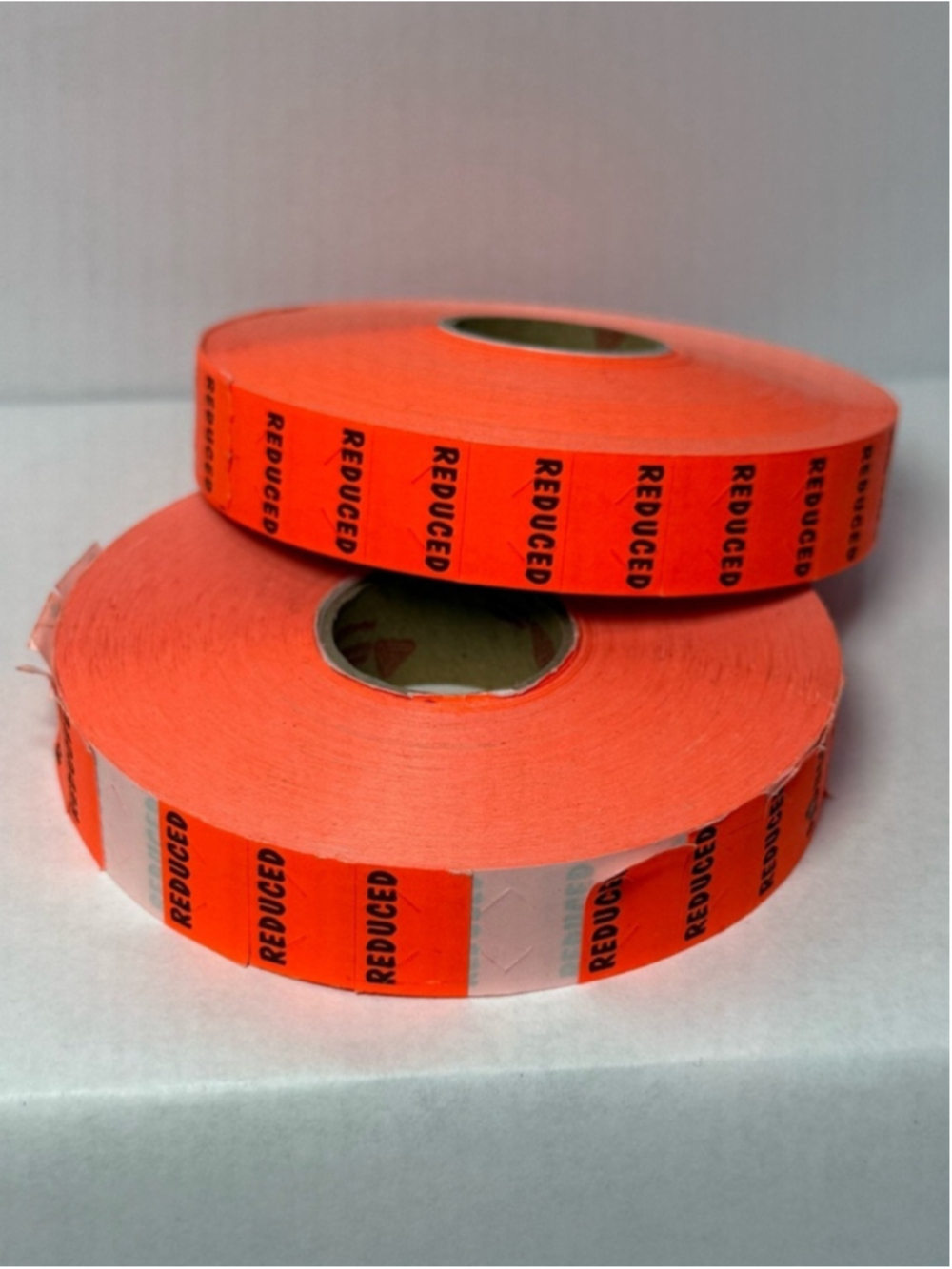 Vintage Fluorescent Orange “REDUCED” Price Gun Labels Stickers Retail Markdowns